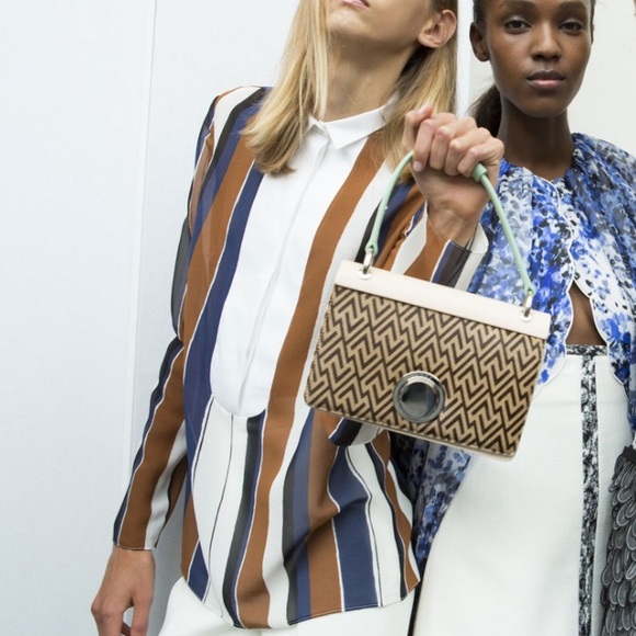 Giambattista Valli Multicolor Striped Contrast Bib Silk Blouse, Italy, Large - Picture 2 of 10